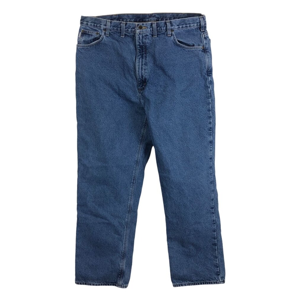 Carhartt Men's Flannel Lined Relaxed Fit Jeans 44x34 Denim Blue Cotton